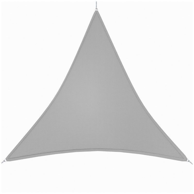 Outsunny 4x4m Triangle Sun Shade Sail Outdoor UV Protection Canopy w/ Steel Rings Ropes UV Block Outdoor Patio Shelter Grey