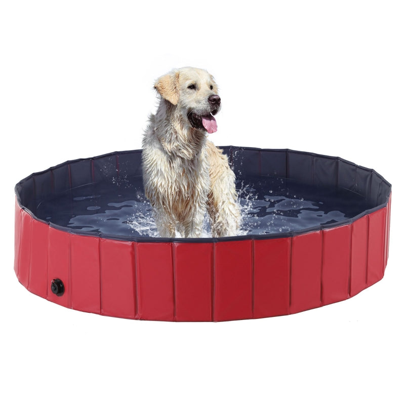 Pawhut 160 x 30H cm Pet Swimming Pool - Red/Dark Blue PVC