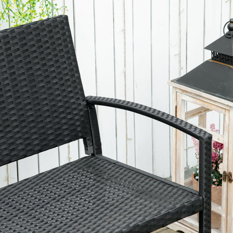 Outsunny Rattan Chair 2-Seater Loveseat-Black