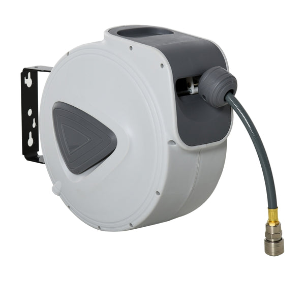 DURHAND Retractable Air Hose Reel 15m+140cm (Hose Diameter 3/8" 9.5mm), Hose Connector 1/4" BSP, Wall Mount Auto Rewind Hose-Reel