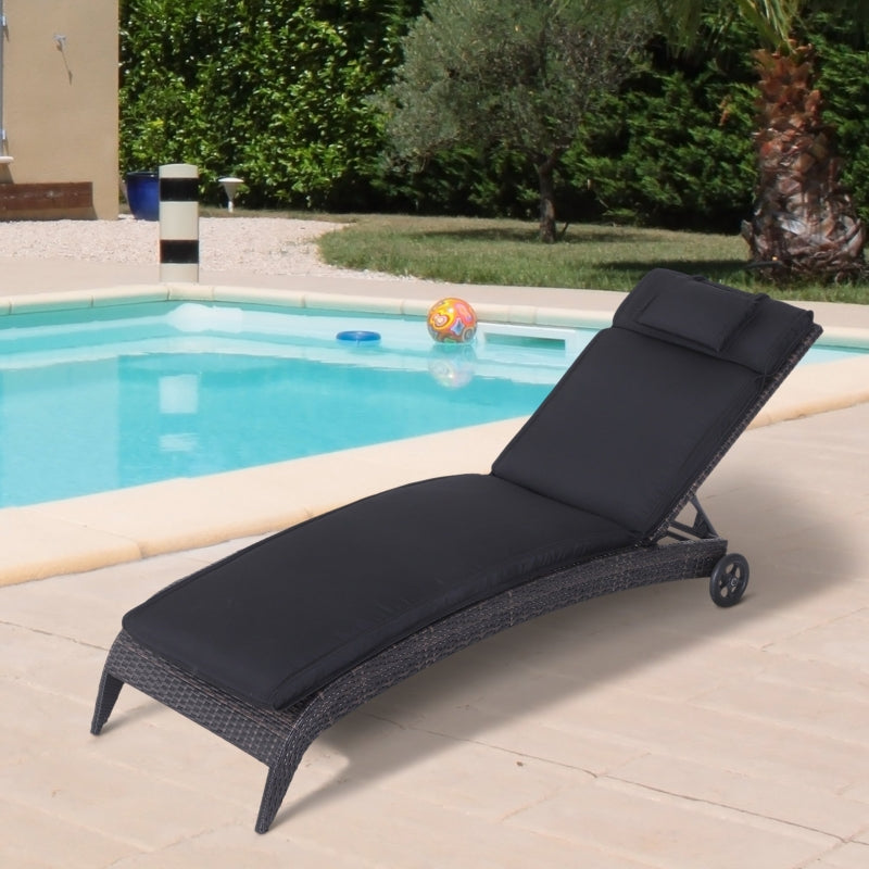 Outsunny Garden Sun Lounger Chair Cushion Reclining Relaxer Indoor Outdoor