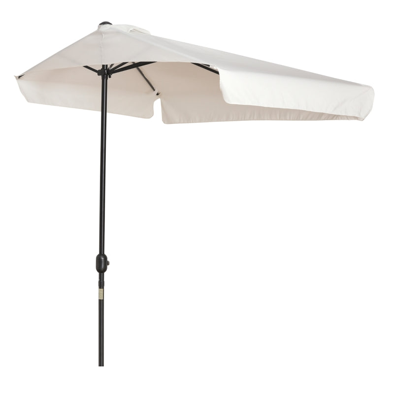 Outsunny 2.3m Half Parasol Semi Round Umbrella Patio Metal Frame Crank Handle for Balcony-- NO BASE INCLUDED, Cream White