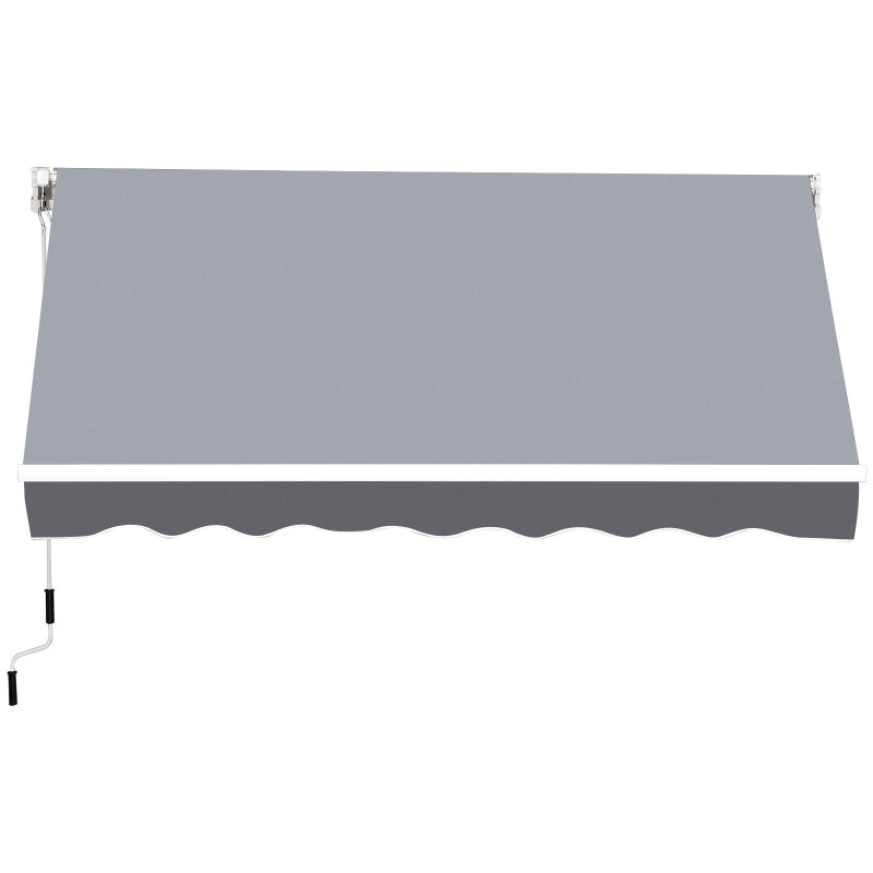 Outsunny 2.5m x 2m Garden Patio Manual Awning Canopy Sun Shade Shelter Retractable with Winding Handle Grey