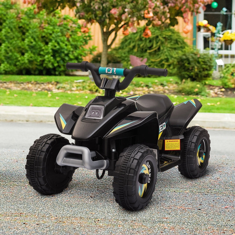 HOMCOM 6V Kids Electric Ride on Car ATV Toy Quad Bike Four Big Wheels w/ Forward Reverse Functions Toddlers aged 18-36 months Black