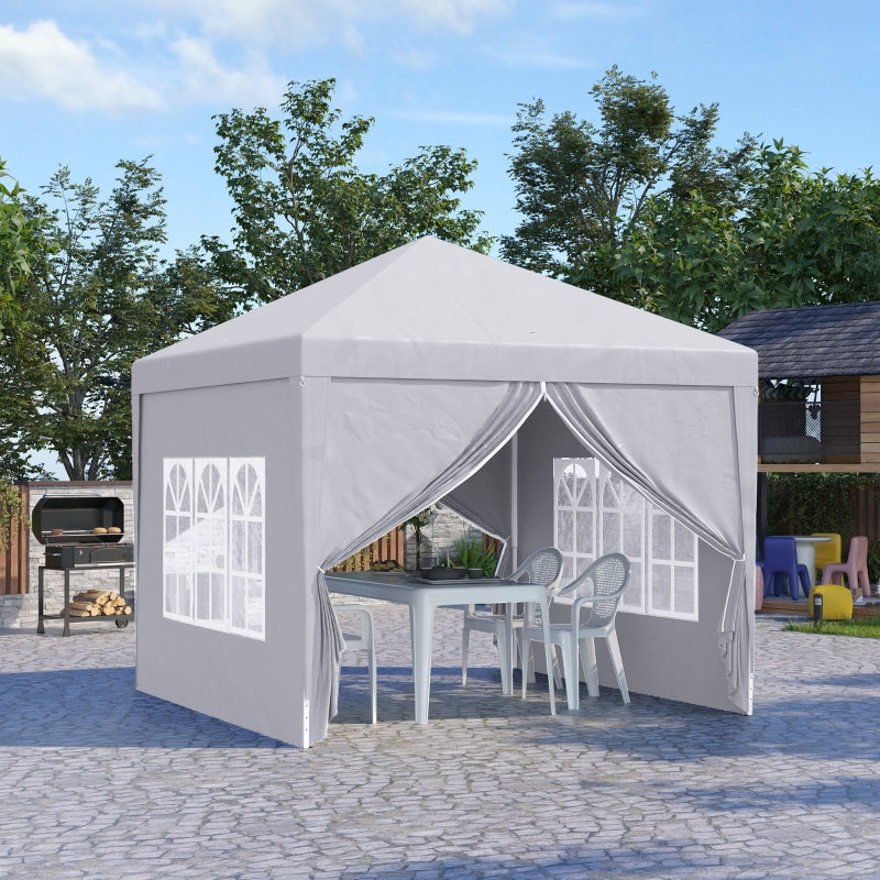 Outsunny 3 x 3m Pop Up Gazebo, Wedding Party Canopy Tent Marquee with Carry Bag and Windows, White