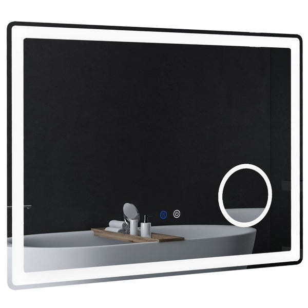 kleankin LED Bathroom Mirror with Dimming Lights, 3X Magnifying Mirror, Vanity Mirror with 3 Colour Front and Backlit