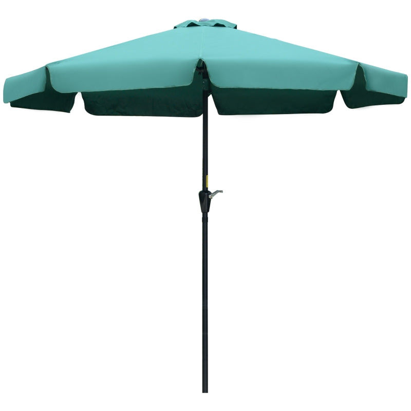 Outsunny 2.66m Garden Parasol Umbrella, Outdoor Market Table Umbrella, Outdoor Sun Shade with Ruffles, 8 Sturdy Ribs, Green