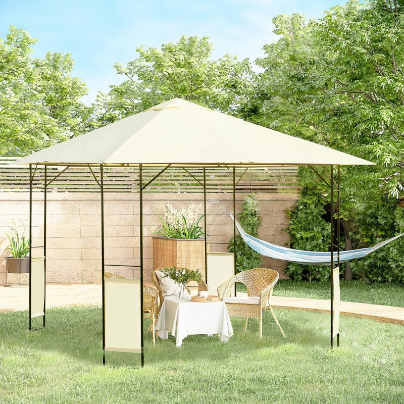 Outsunny 3 x 3 m Garden Metal Gazebo for Party and BBQ w/ Water-resistant PE Canopy Top, Cream