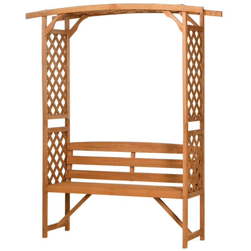 Outsunny Patio Garden Bench, Natural Wooden Garden Arbour with Seat for Vines/Climbing Plants, Natural