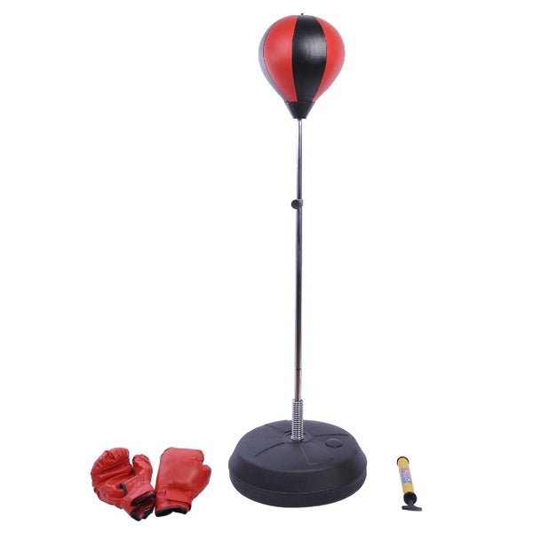 HOMCOM Kids PU Freestanding Boxing Punch Bag w/ Gloves Black/Red