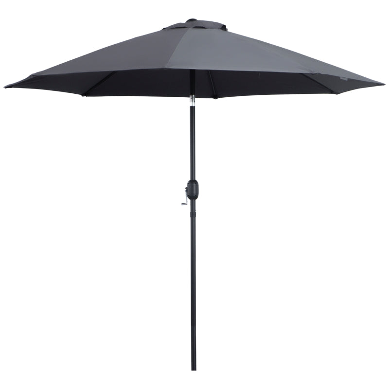 Outsunny 2.7M Garden Parasol, Patio Sun Umbrella, Tilt Shade Shelter Canopy, Aluminium Frame, Charcoal Grey