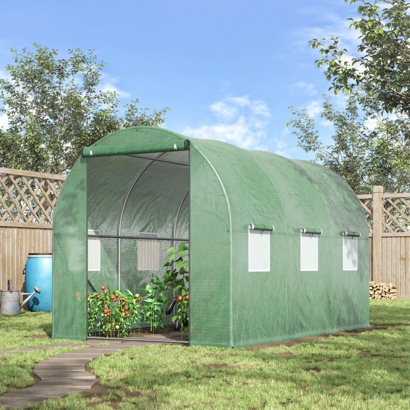 Outsunny Walk in Polytunnel Outdoor Garden Greenhouse with Windows and Door (3 x 2M)