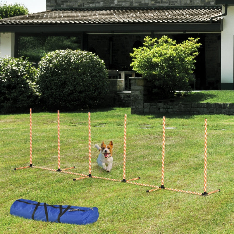 PawHut Dog Agility Weave Poles Training Obstacle Course Set Slalom Equipment Outdoor Indoor with Oxford Bag