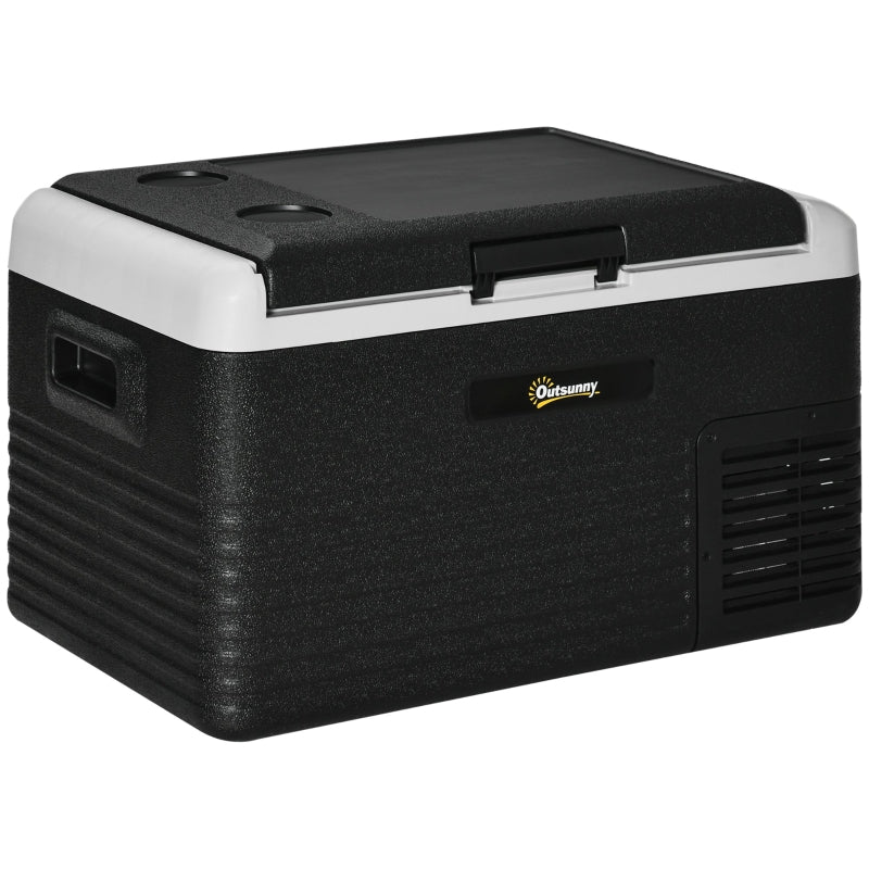 Outsunny 30L Car Refrigerator, Portable Compressor Car Fridge Freezer, Electric Cooler Box with 12/24V DC and 110-240V AC for Picnic, Down to -20℃