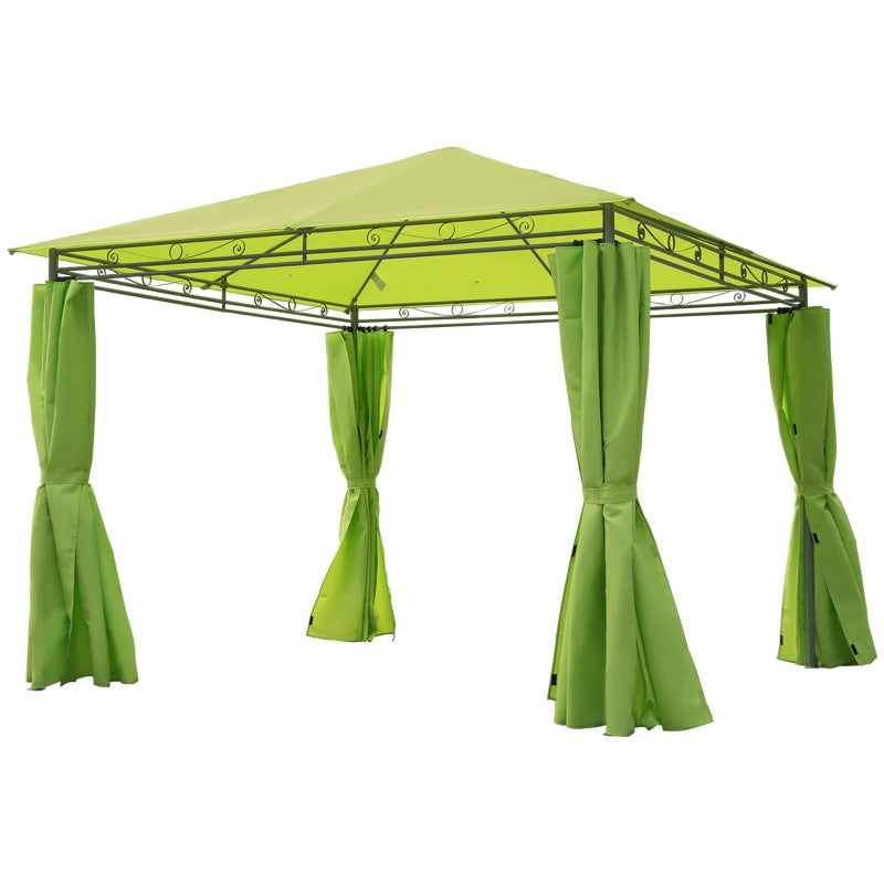 Outsunny 3m x3m Garden Metal Gazebo-Lemon Green