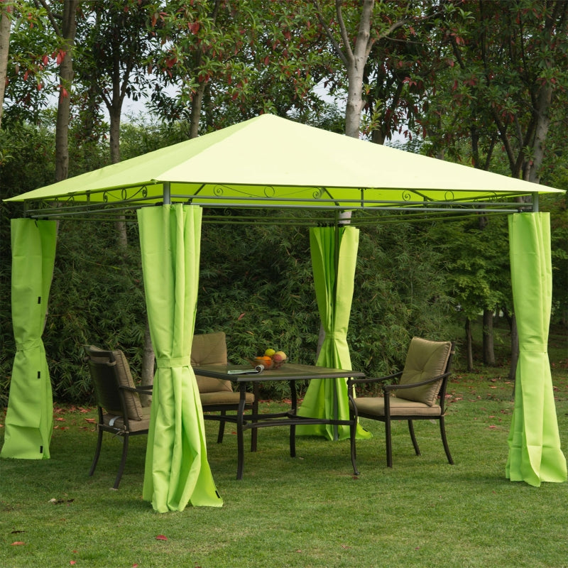 Outsunny 3m x3m Garden Metal Gazebo-Lemon Green