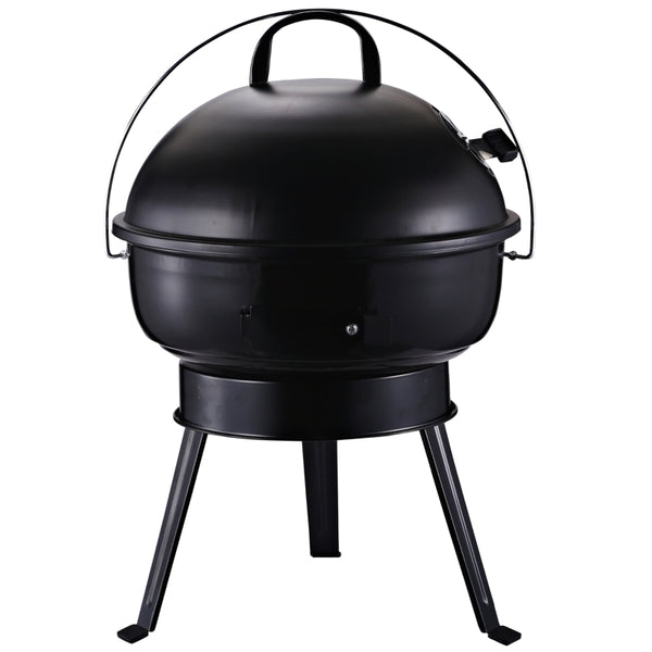 Outsunny Charcoal BBQ Charcoal Grill Metal Portable Tripod Grill Black