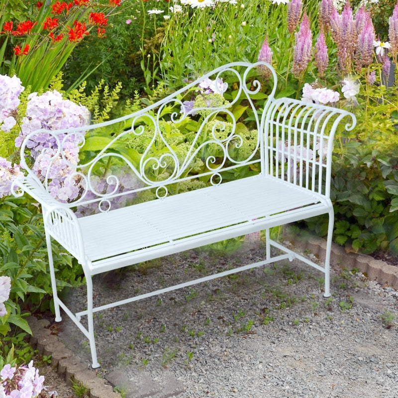 Outsunny Metal Bench-White