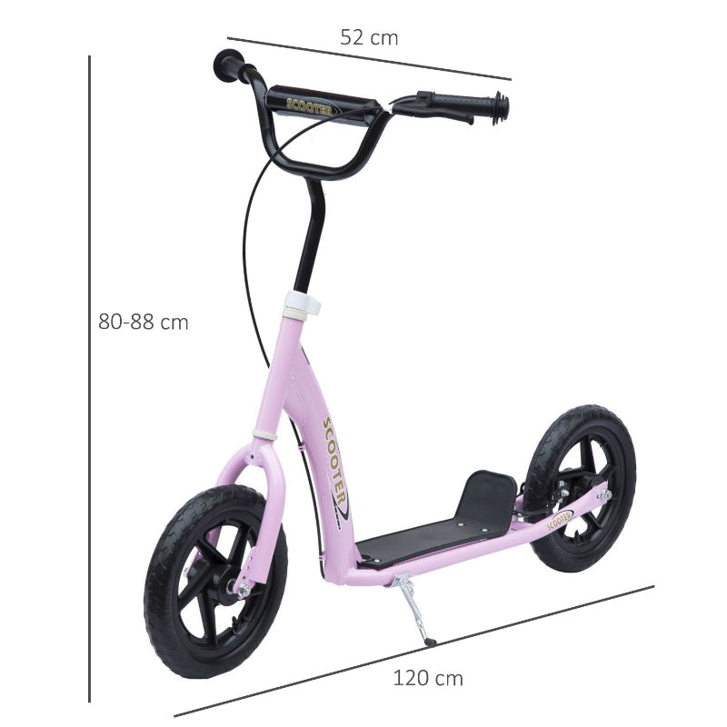 HOMCOM Teen Push Scooter Kids Children Stunt Scooter Bike Bicycle Ride On 12" EVA Tyres, Pink