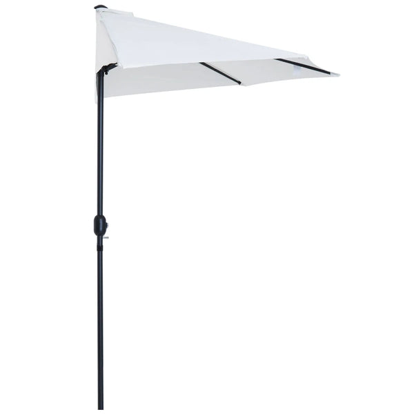 Outsunny 3 m Half Round Umbrella Parasol-White