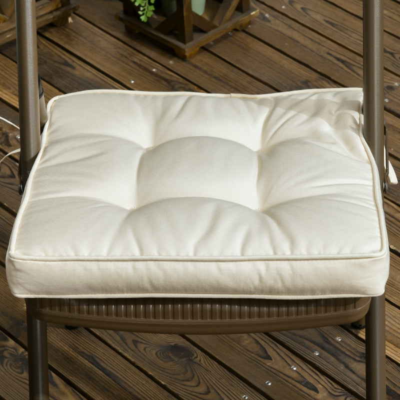 Outsunny Garden Seat Cushion with Ties, 40 x 40cm Replacement Dining Chair Seat Pad, Cream White