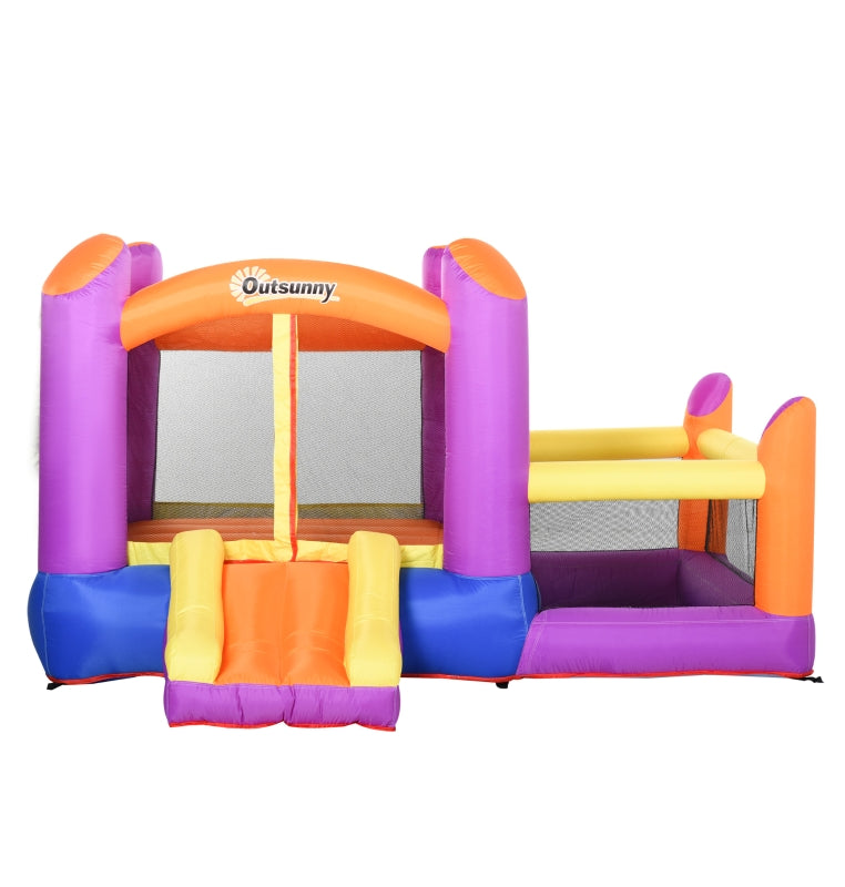 Outsunny Kids Bounce Castle House Inflatable Trampoline Slide Water Pool 3 in 1 with Inflator for Kids Age 3-12 Multi-color 3 x 2.8 x 1.7m