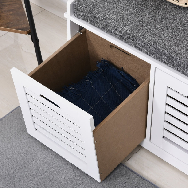 HOMCOM MDF Entryway 2-Drawer Shoe Bench White/Grey