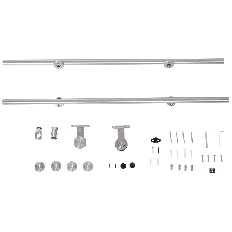 HOMCOM 35-45mm Track Stainless Steel Sliding Door Kit Silver