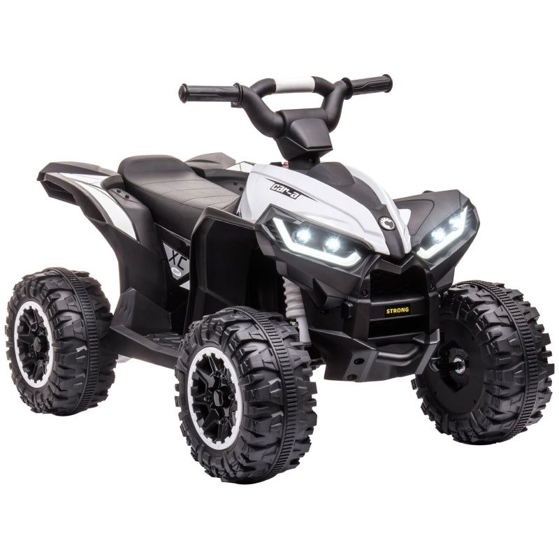 HOMCOM 12V Quad Bike with Forward Reverse Functions, Ride on Car ATV Toy with High/Low Speed, Slow Start, Suspension System, Horn, Music, White