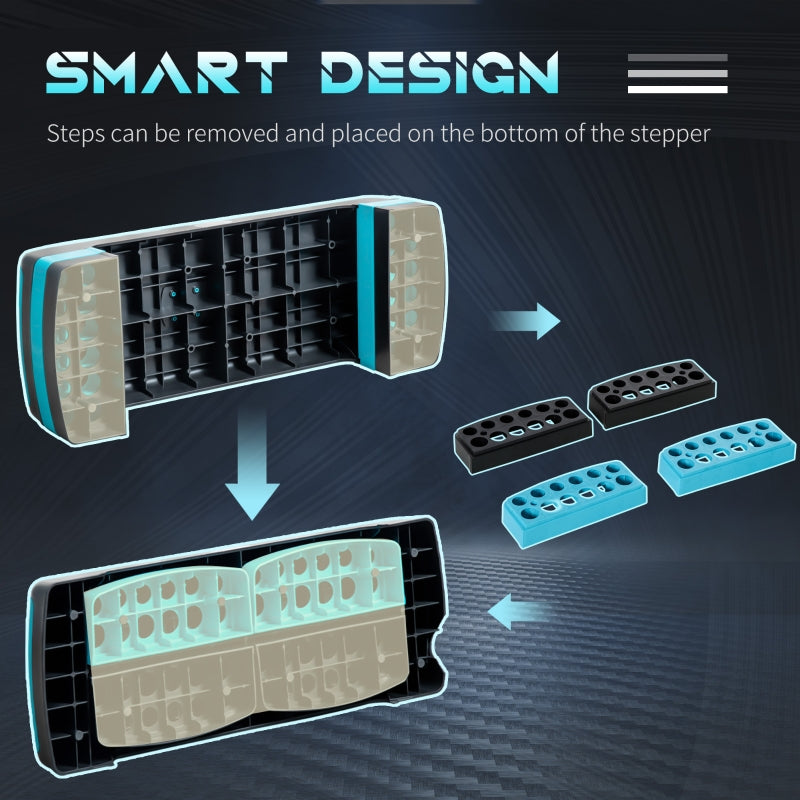 HOMCOM Aerobic Step, 10cm, 15cm & 20cm Height Adjustable Exercise Stepper, Nonslip Step Board Great for Home & Office