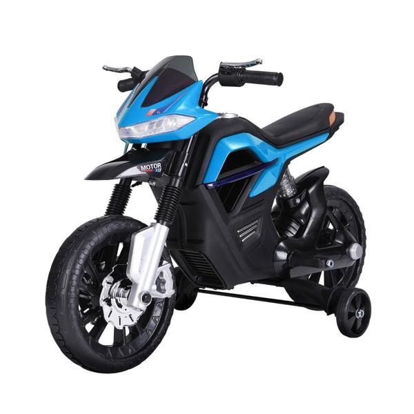 HOMCOM  Ride On Kids Electric Motorbike Scooter 6V Battery Powered w/ Brake Lights and Music Blue