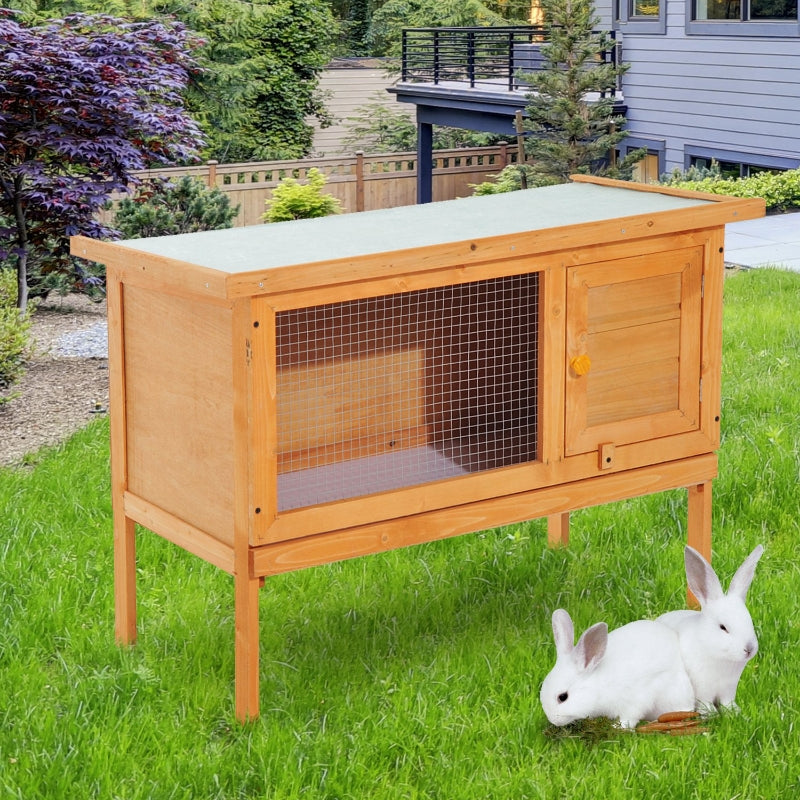 Pawhut Rabbit Hutch,90Lx45Wx65H cm-Fir Wood