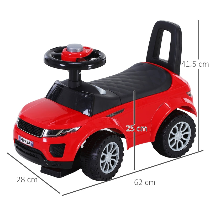 HOMCOM 3-in-1 Ride On Car Foot To Floor Slider Toddler w/ Horn Steering Wheel NO POWER Manual Under Seat Storage Safe Design Red