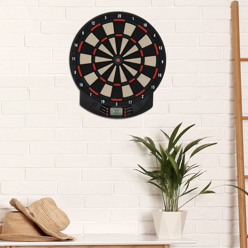 HOMCOM Plastic Electronic Dartboard w/ 6 Darts Black