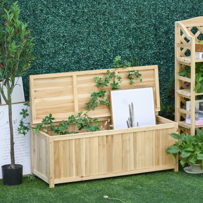 Outsunny Garden Arch Wood Bench Outdoor Storage Box Garden Furniture Chair 115L x 45W x 75Hcm