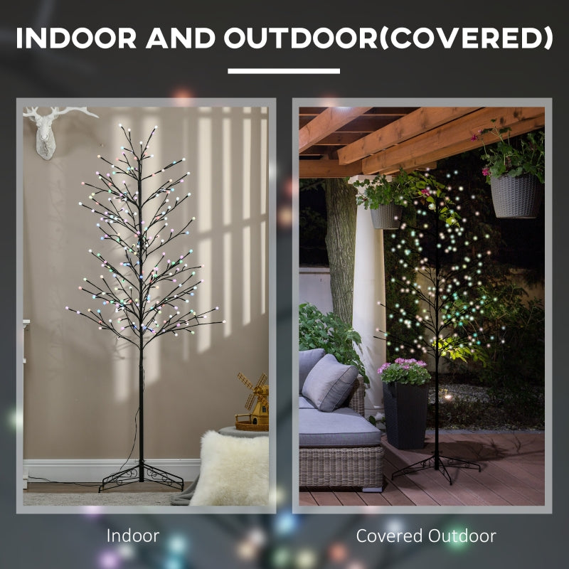 HOMCOM 6ft Artificial Tree Light with 180 Colour LED Light for Home Party, Indoor and Covered Outdoor Use