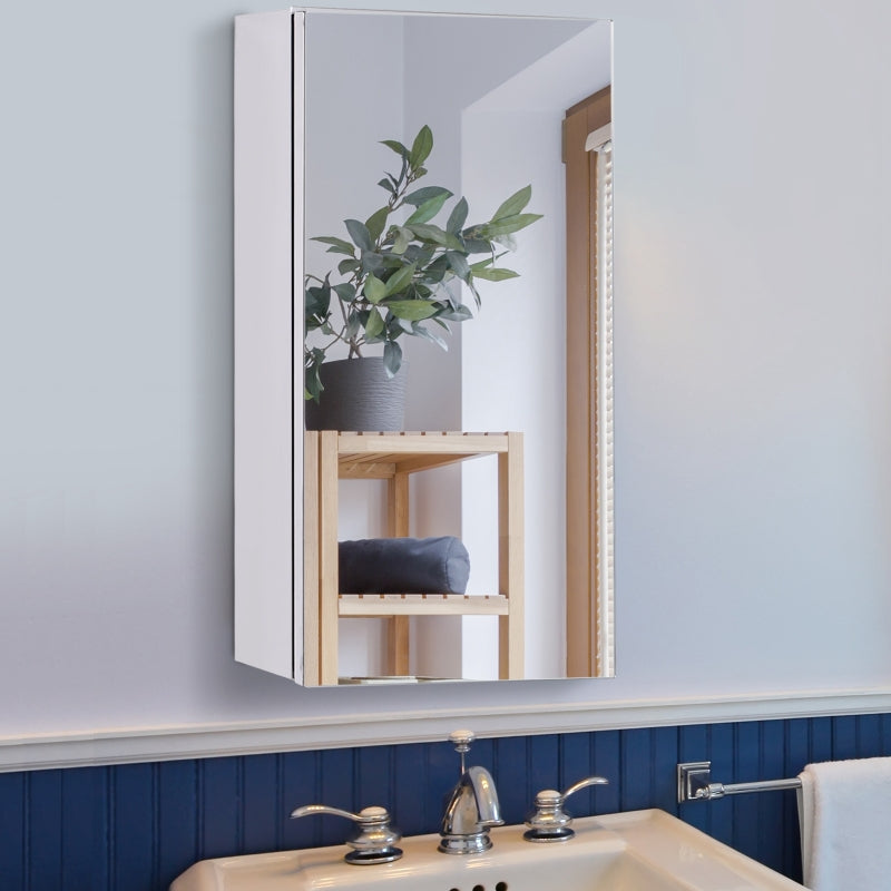 HOMCOM Stainless Steel Wall-mounted Bathroom Mirror Storage Cabinet 300mm (W)