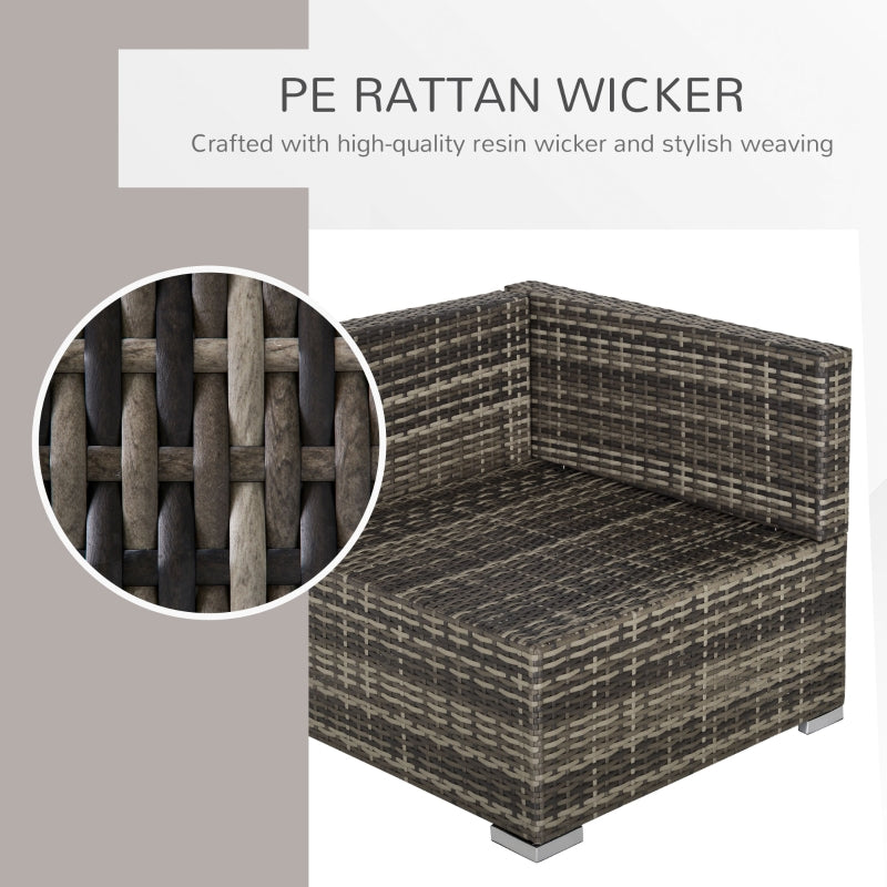 Outsunny PE Rattan Wicker Corner Sofa Garden Furniture Single Sofa Chair w/ Cushions, Deep Grey