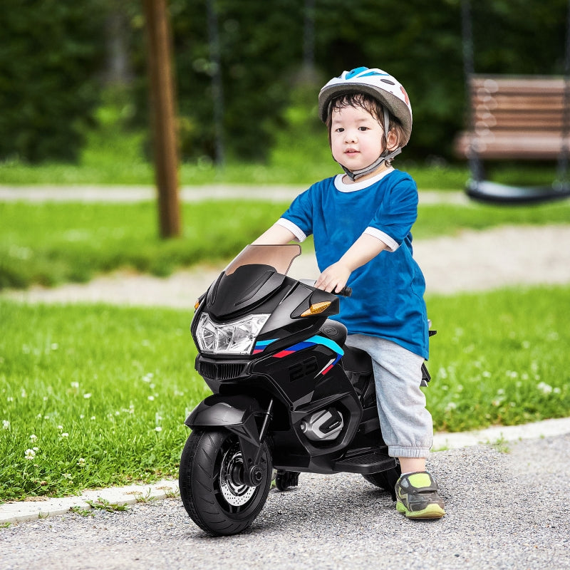 HOMCOM Kids Electric Motorbike, with Training Wheels, Lights, Music, for Ages 3-8 Years - Black