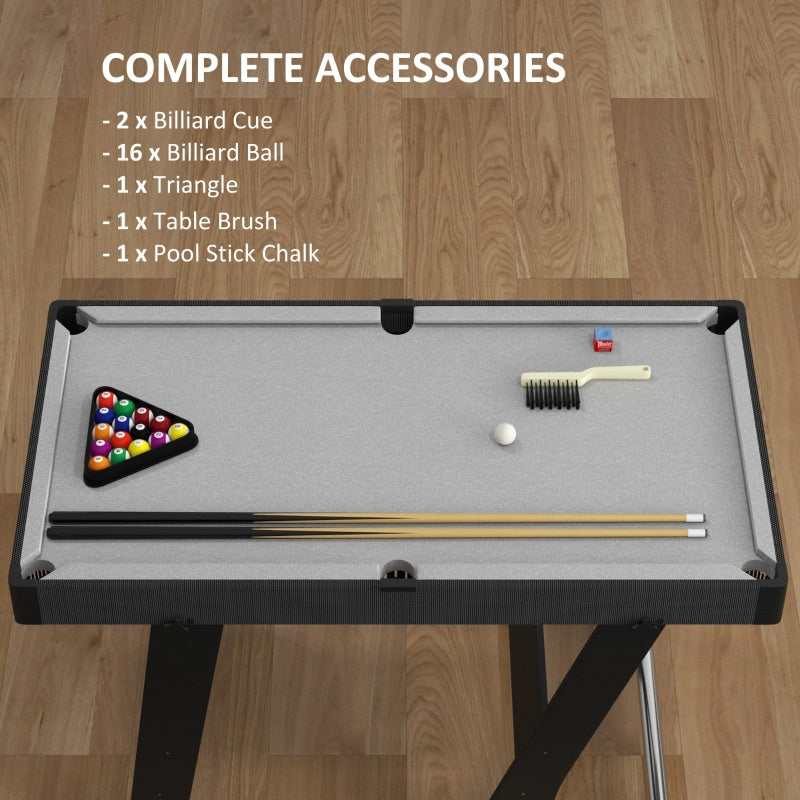 SPORTNOW 3.5ft Folding Pool Table, Snooker Table with 2 Cues, 16 Balls, Chalk, Triangle, Brush, Grey