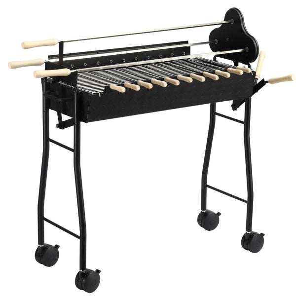 Outsunny Charcoal Trolley BBQ Garden Outdoor Barbecue Cooking Grill High Temperature Powder Wheel 85x36x90cm New