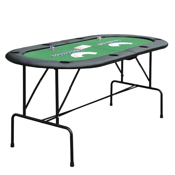 HOMCOM 1.83m Foldable Poker Table W/Chip Trays, Drink Holders