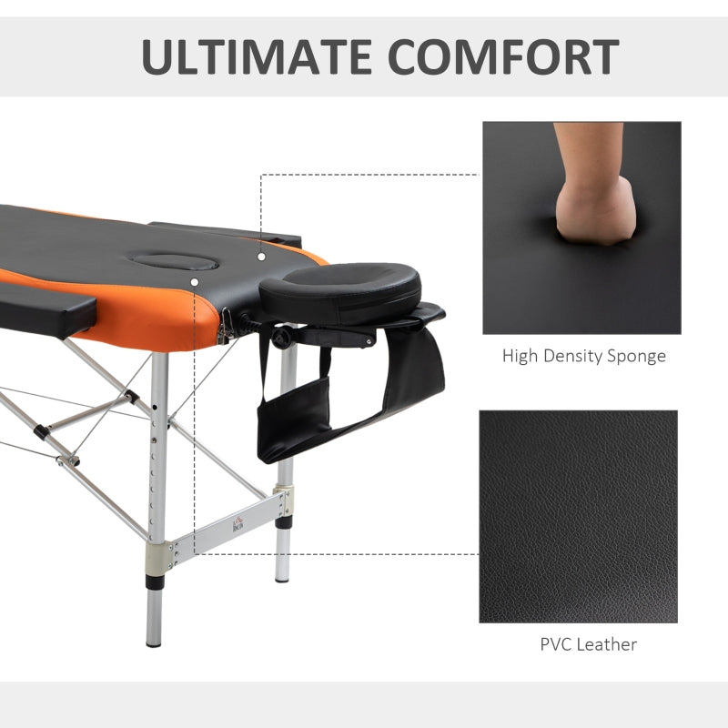 HOMCOM Foldable Massage Table Professional Salon SPA Facial Couch Bed Black and Orange