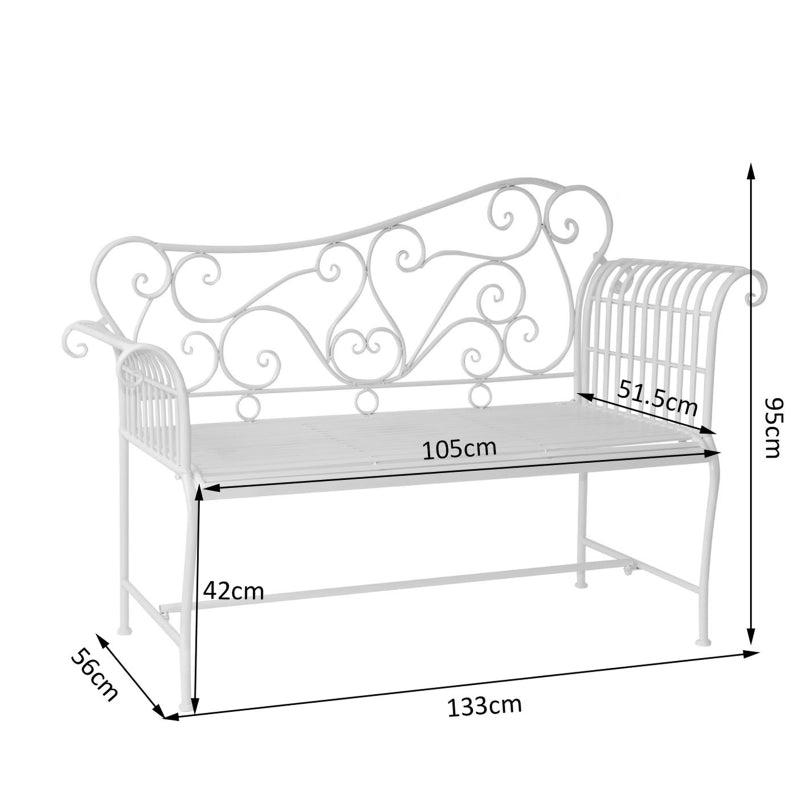 Outsunny Metal Bench-White