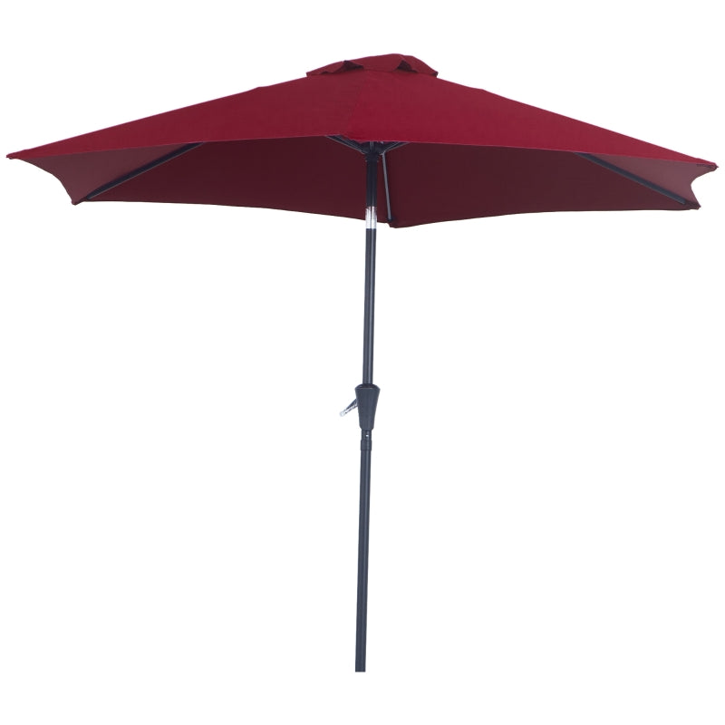 Outsunny 2.7M Tilting Parasol Sun Parasol Outdoor Garden Umbrellas Sun Shade Aluminium Frame with Crank（Wine Red）