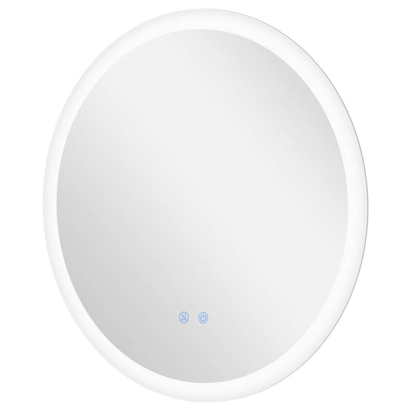 Kleankin Round Bathroom Mirror with LED Lights, 3 Temperature Colours, Defogging Film, Aluminium Frame, Hardwired, 60 x 60 cm