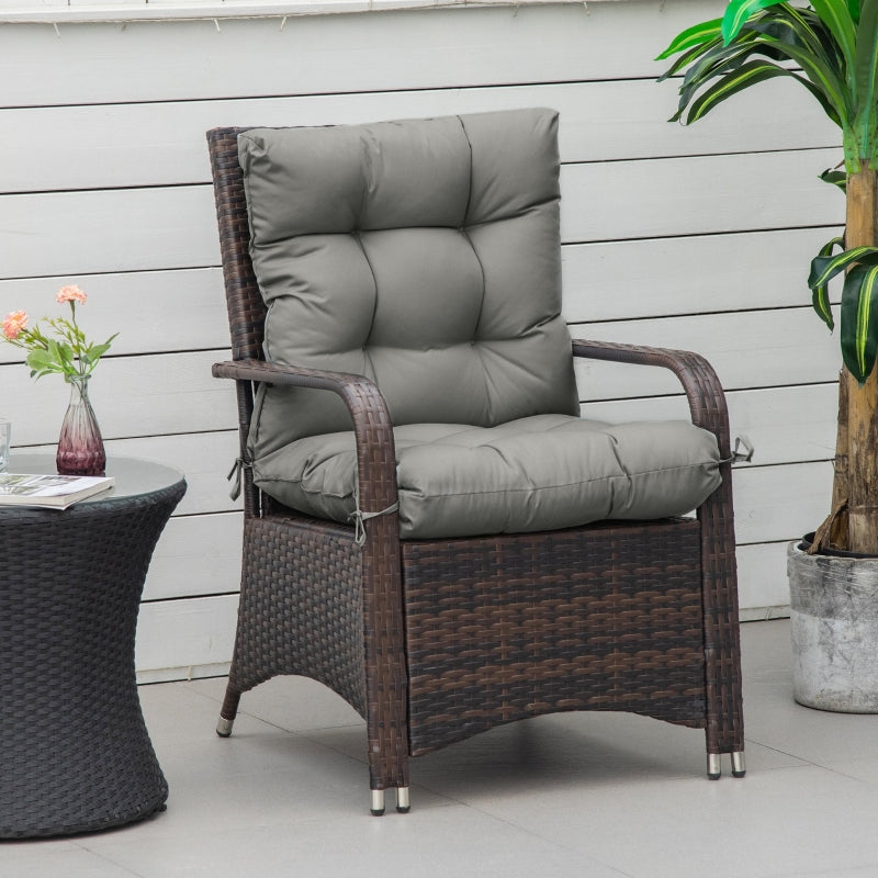 Outsunny Garden Back Chair Cushion, Comfortable Patio Seat Cushion Pad with Backrest for Outdoor & Indoor Use, Light Grey