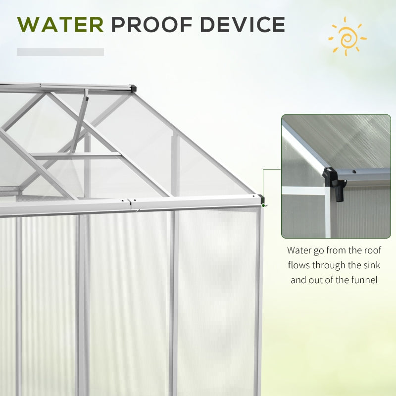 Outsunny 6x6ft Clear Polycarbonate Greenhouse Aluminium Frame Large Walk-In Garden Plants Grow