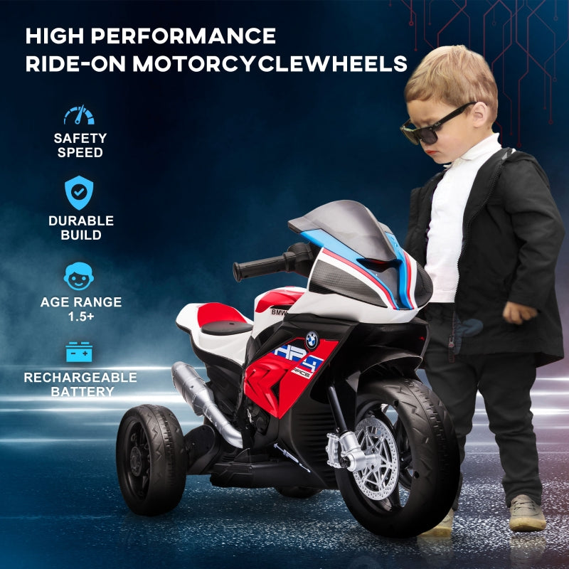 HOMCOM Licensed BMW HP4 Kids Electric Motorbike Ride-On Toy 3-Wheels 6V Battery Powered Motorcycle with Music for Girls Boy 18 - 60 Months, Red