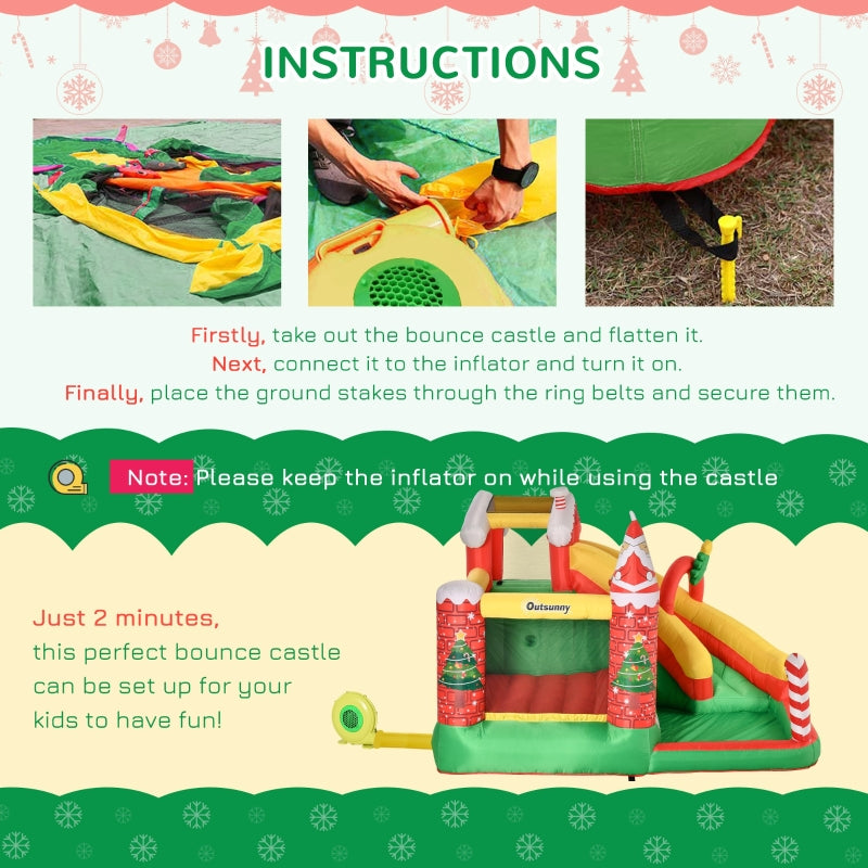 Outsunny Kids Bounce Castle Inflatable House Trampoline Slide Water Pool Climbing Wall 4 in 1 with Inflator Carrybag for Kids Age 3-8